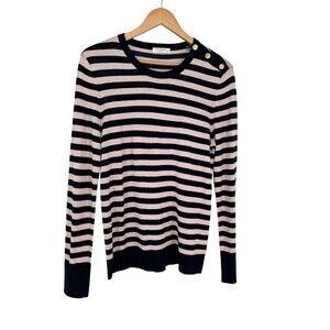 Equipment Light Sweater Women's Size Large Pink Navy Stripes Silk Cashmere